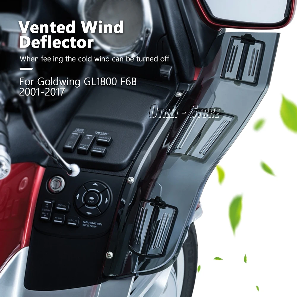 Wind Deflectors Adjustable & Ventilated For Goldwing GL1800 F6B 2001-2017 PSLER Side Fins (Clear