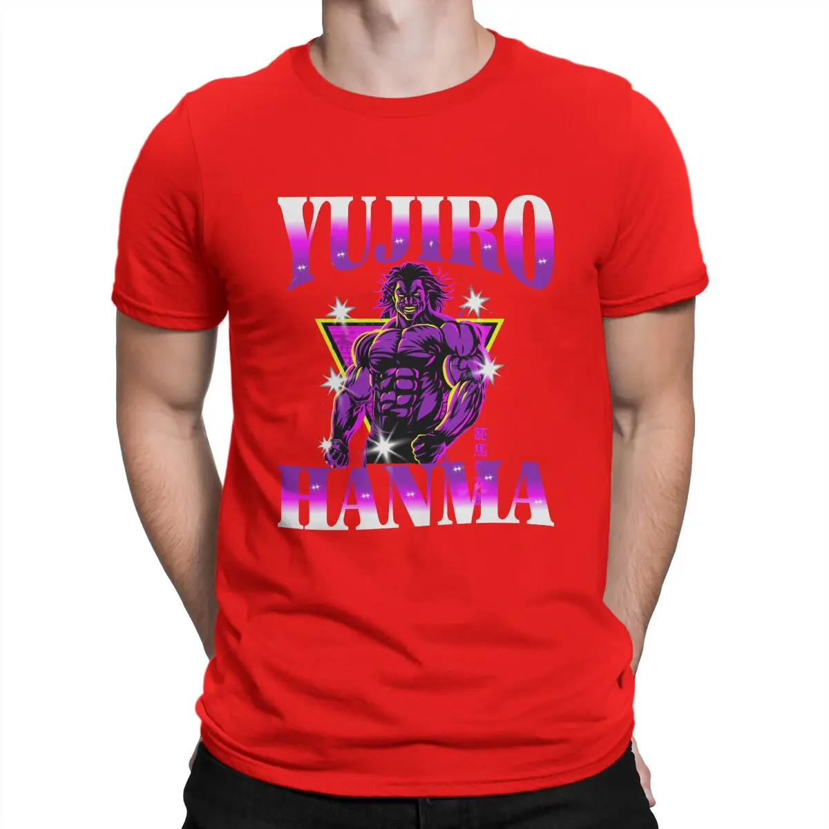 thumbnail image 1 of Camiseta de Anime Yujiro Hanma para hombre, de algodón puro, estilo vintage, con cuello redondo, de manga corta, estilo BAKI, para verano, 1 of 7
