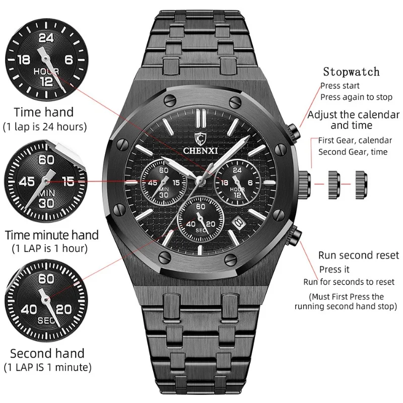 CHENXI 948 Chronograph Date Business Top Luxury Brand Quartz Watch