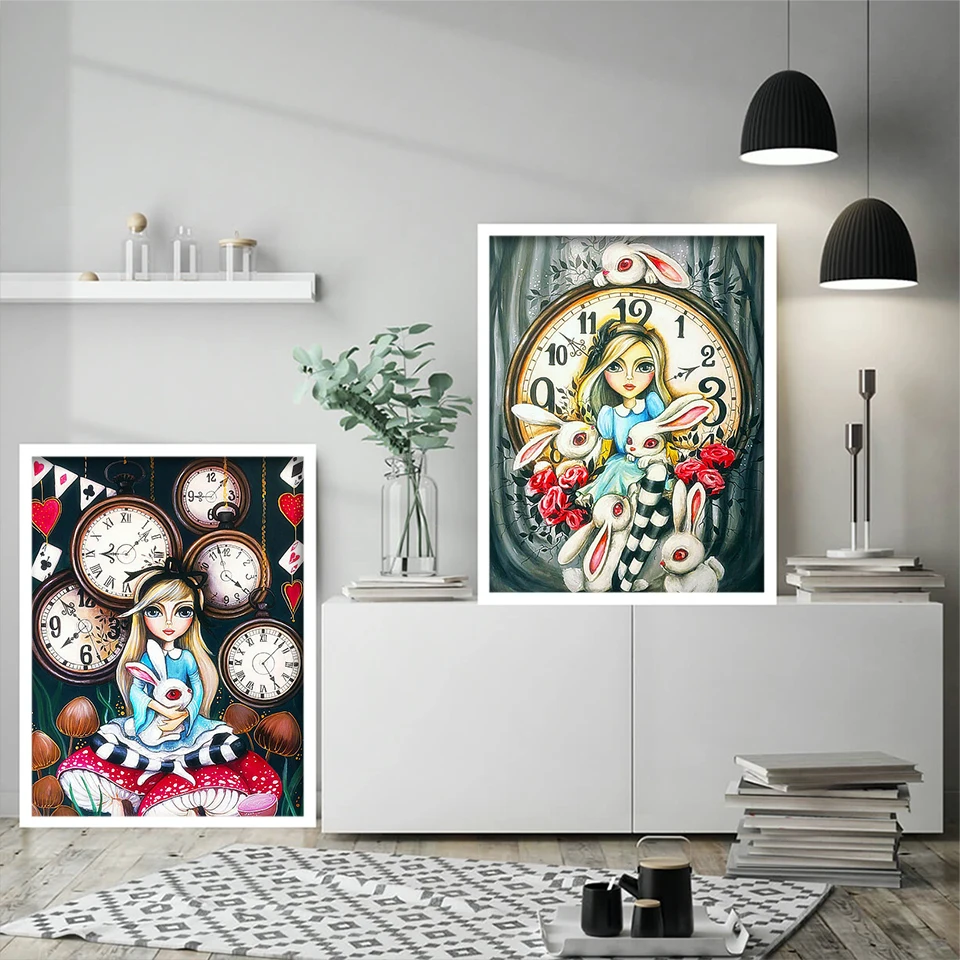 Disney 11CT Printed Canvas Alice In Wonderland Cross Stitch Artwork Cartoon Embroidery Set Handmade Knitting DIY Home Decoration