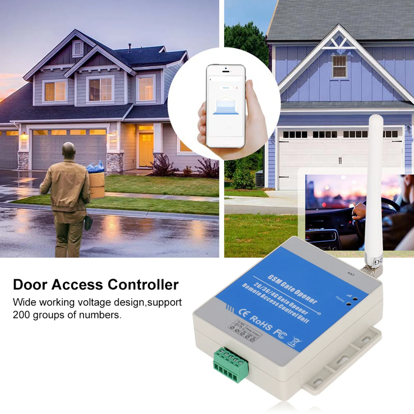 Garage Door Opener Garage Remote Control Wireless Door Opener RTU5034 GSM Gate Opener Relay Switch Automatic Remote Access Controller