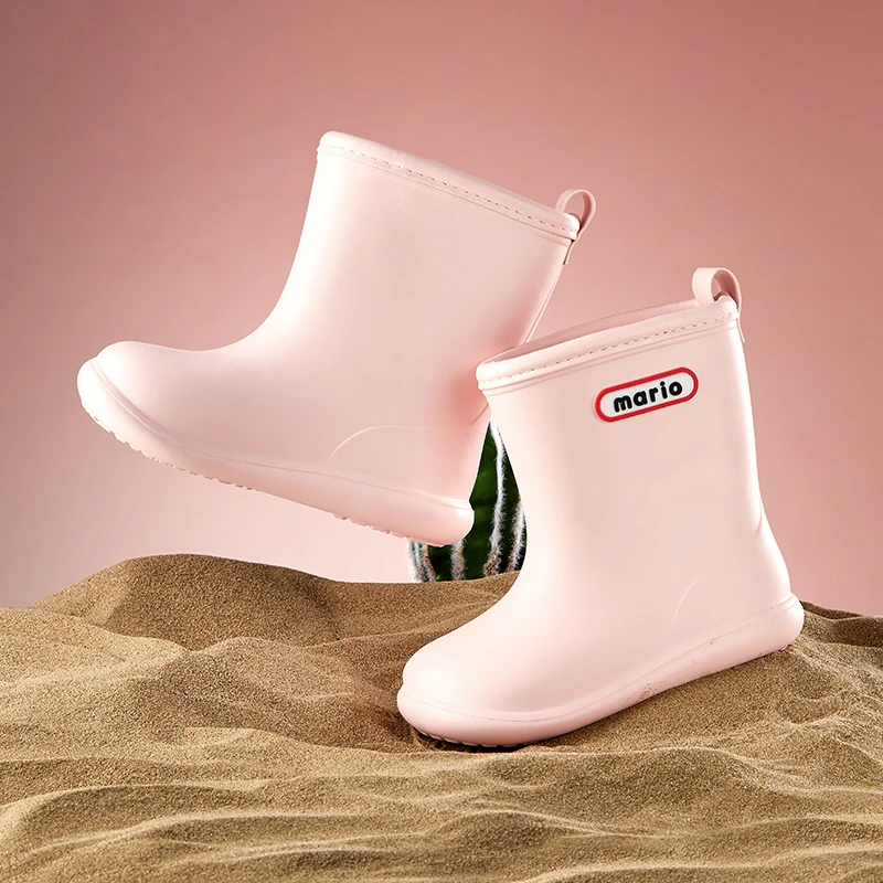 Cheerful Mario Kids rain boots for Boys and girls outdoor waterproof cute water shoes