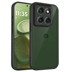 Ultra-Thin Matte Translucent TPU+PC Protective Case for Motorola Moto G15 Power (Black)