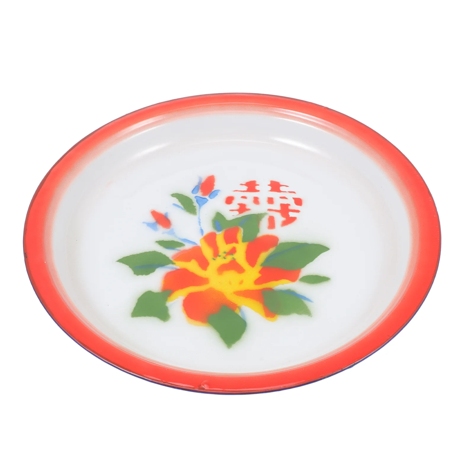 Retro Enamel Tea Tray Large Serving Plate Salad Bowl Dinner Tray Kitchen Bar Plates Enamel Food Pan Retro Decorative Dish