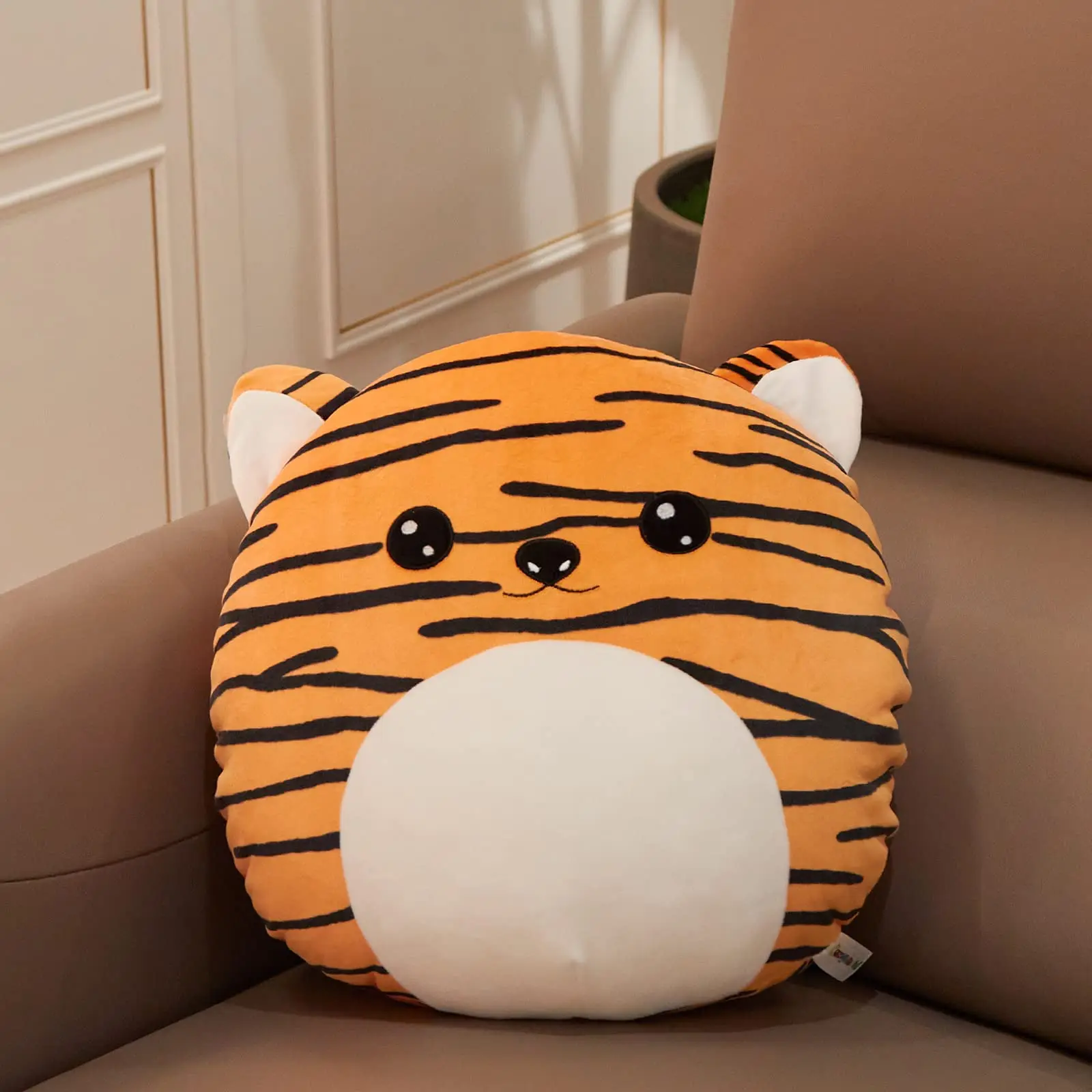 35cm Super Soft Yellow Tiger Throw Pillow Plush Toy Cute Easy to Clean Sleeping Toy Stuffed Animals for Girls Kids Children uniqlo girls короткие брюки easy color