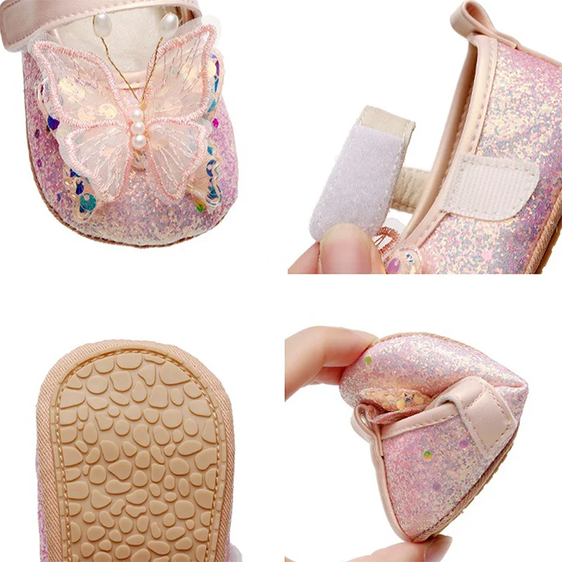 Baby Girl Flats Shiny 3D Butterfly Princess Shoes