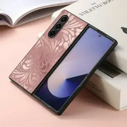 Elegant Pink Roses and Feathers Phone Case - Stylish Foldable Cover - Galaxy Z Fold4 (Mix01)