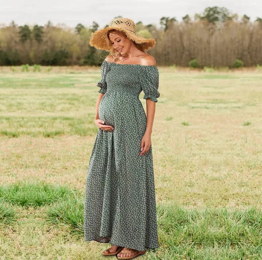 

Summer Floral Maternity Dress for Pregnant Women Clothes Casual Long Dress Elegant Pregnancy Photoshoot Dress Sexy Vestidos