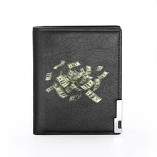 

Cool Dollars Printing Leather Wallet Men Women Billfold Slim Credit Card/ID Holders Inserts Short Purses
