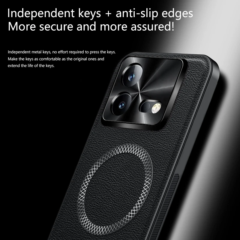 Magnetic Elegant Leather Wear-Resistant Lens Cover with Non-Slip Grip Edge