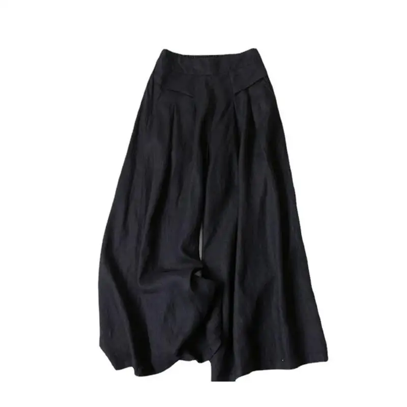 Loose High Waist Wide Leg Pants Elastic Comfortable Fit Nine Point Long Trousers for Women Spring Season Faion Trend