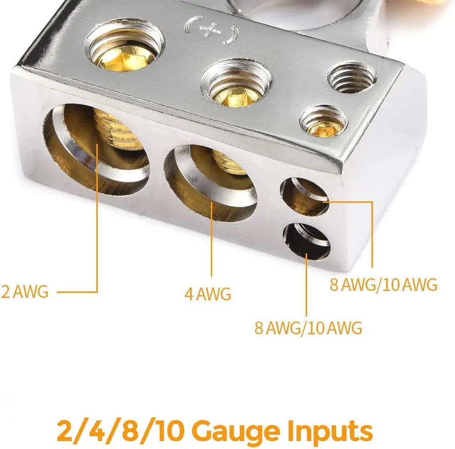 Battery Terminals Positive and Negative Pole Heavy-duty Automobile 1 Pair 0/2/4/8/10 Terminal Top Post
