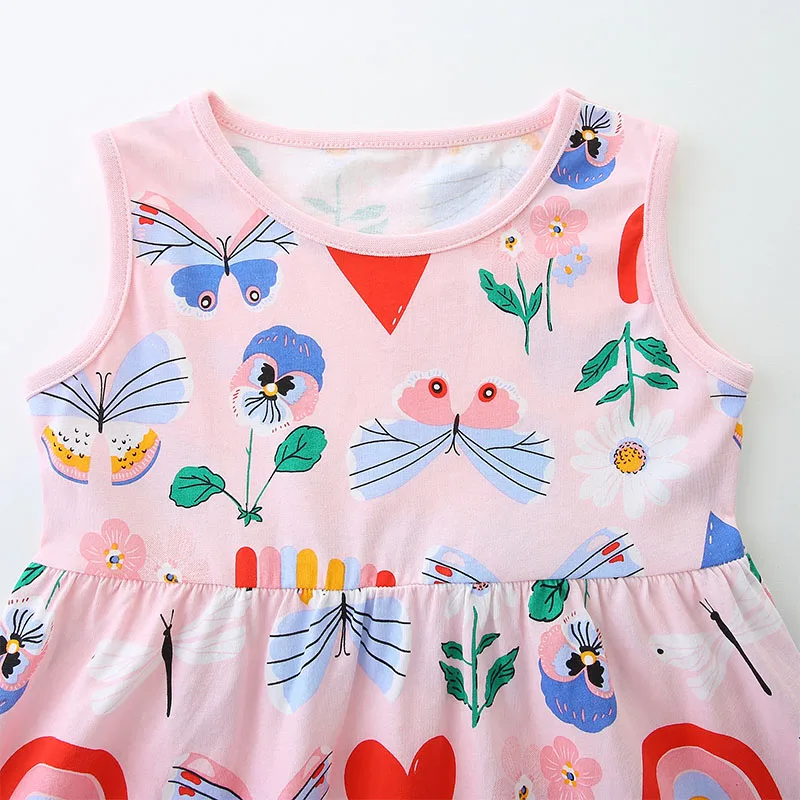 2025 Summer New Design Fashion Children's Clothing Kids Clothes Baby Girls Cotton Cartoon Rainbow Butterfly Dress