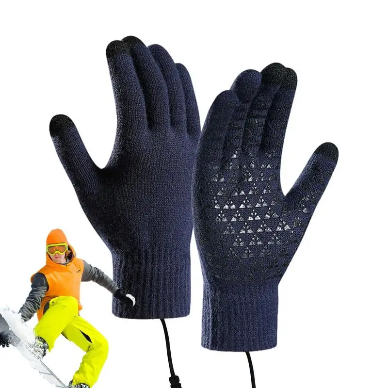 

Heated Ski Mittens Soft Winter Heating Gloves For Cycling Windproof Soft Mittens For Riding Hiking Fishing Outdoor Adventure