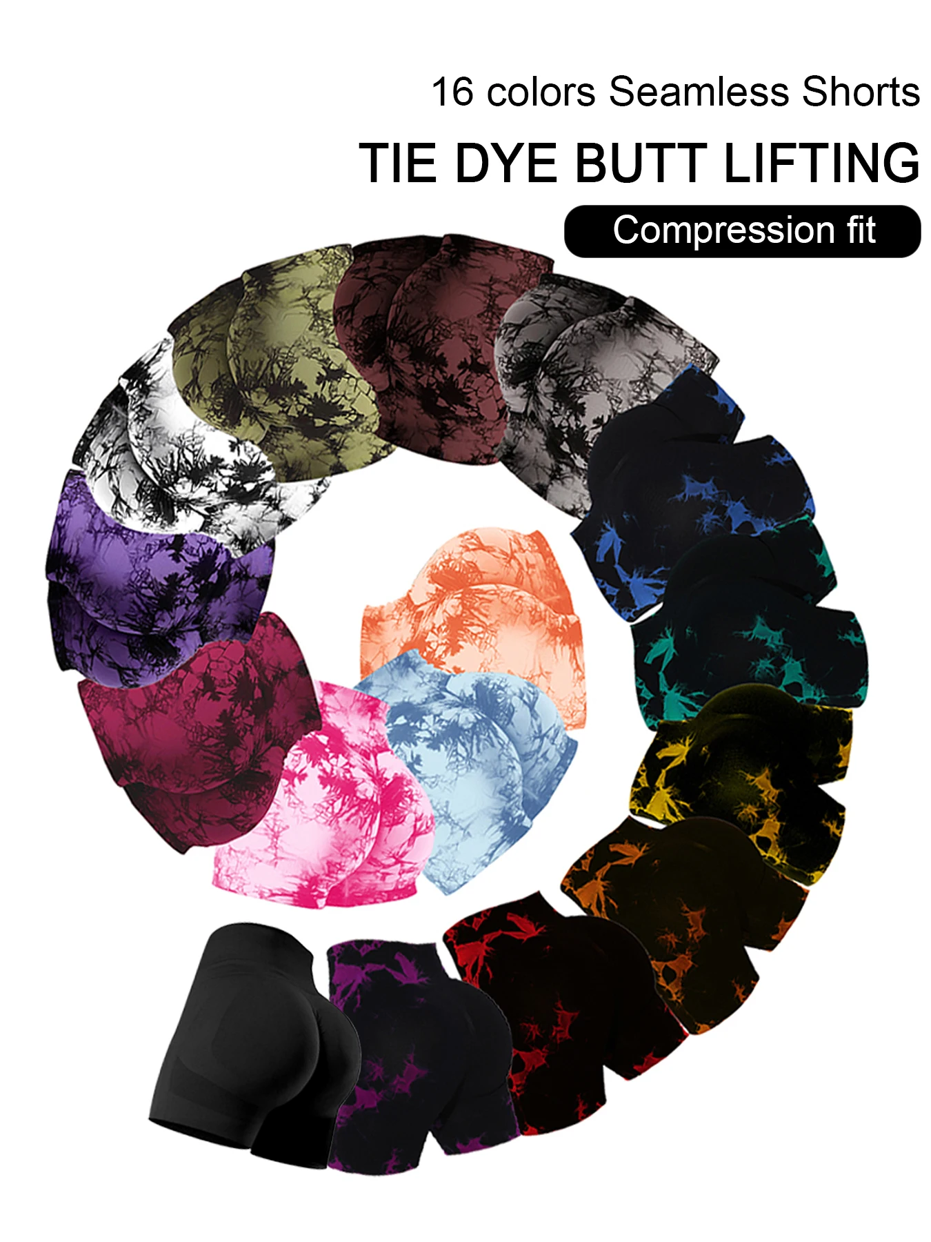 Summer New 16 Color Sexy Tie Dye Shorts Woman Fitness Seamless Butt Lifting Shorts One Pieces Activewear Running Outdoors