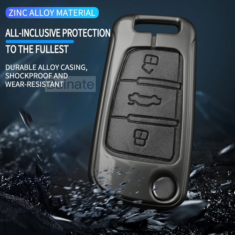 금속 가죽 자동차 키 케이스 커버, 아우디 TT 8j 8n 8s mk1 2 3 2008 2010 2011-2019 리모컨 키 쉘 가방 자동차 액세서리