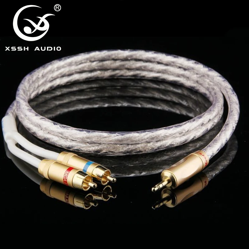 RCA zu 2 RCA Kabel XSSH Audio YIVO DIY 1m ~ 5m Hallo-end OFC Reinem Kupfer überzogene Silber PE T180 8,5mm Audio Verlängerung Kabel RCA Kabel