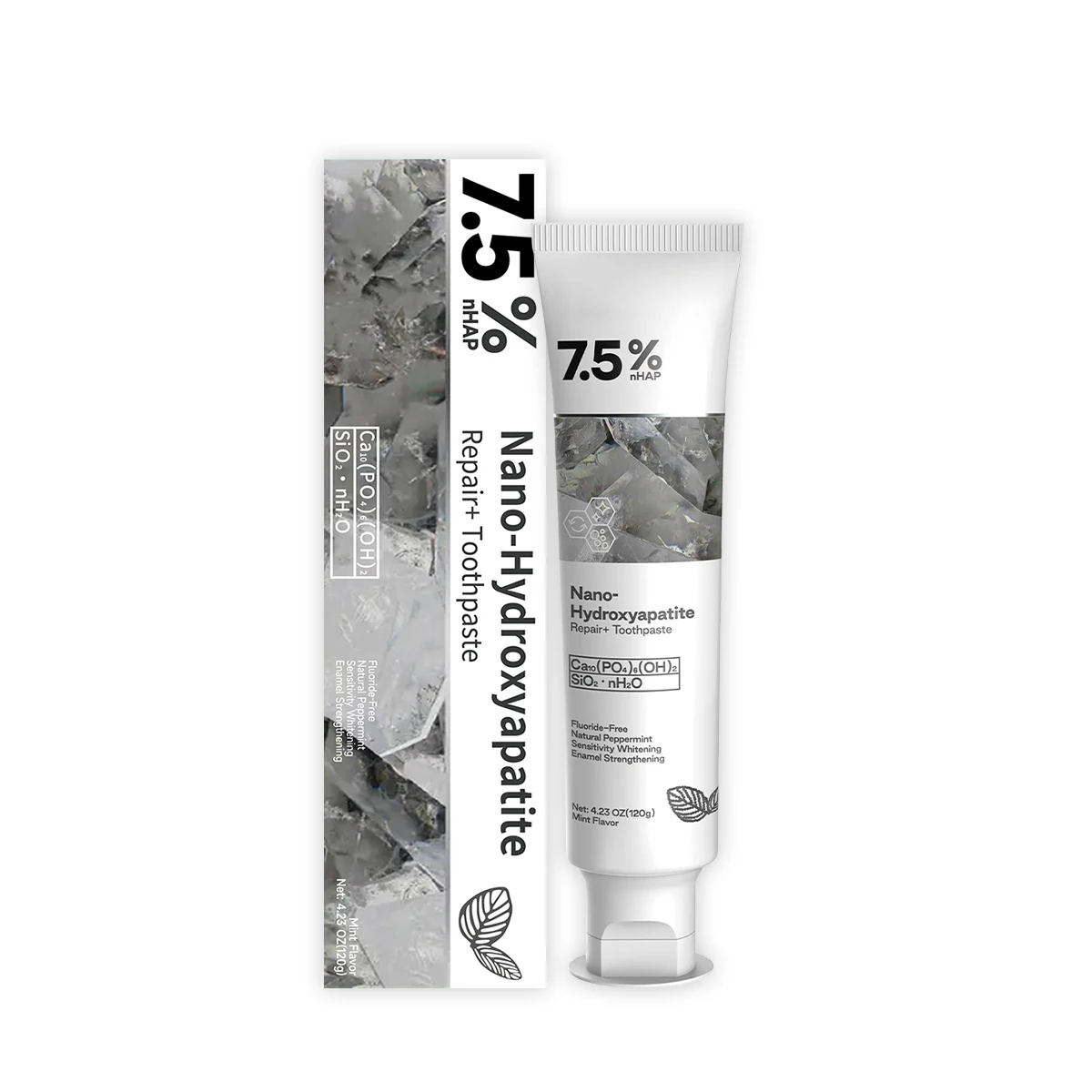 Nano hydroxyapatite fluoride free toothpaste for advanced enamel care teeth whitening brightening removing