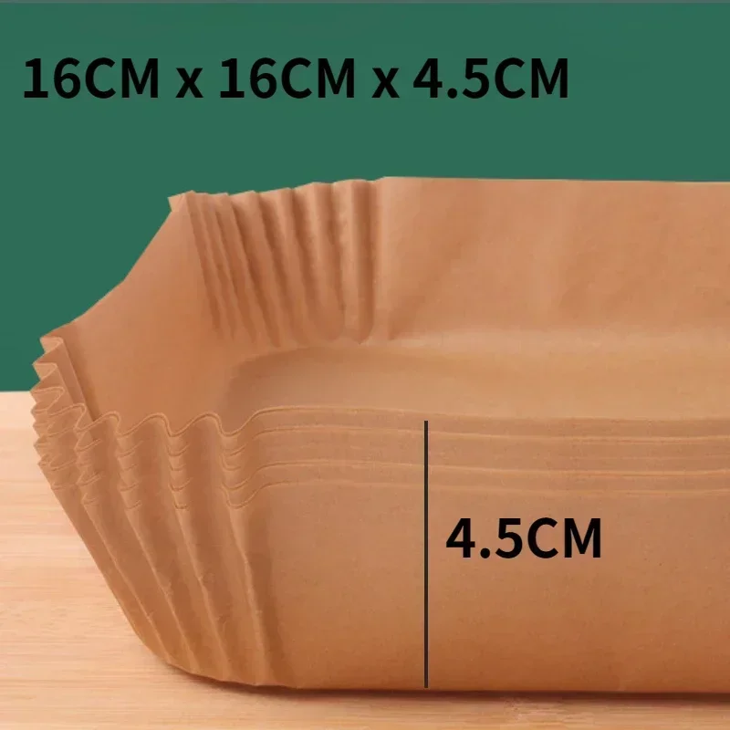 Square 16cm 25Pcs/set Air Fryer Disposable Parchment Paper Liner Oil-proof Paper Tray Non-Stick Baking Mat Air Fryer Accessories
