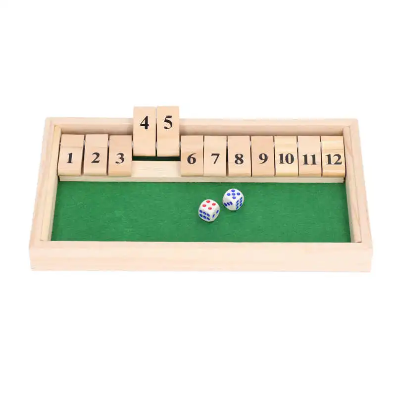 

Dice Board Game Portable Party Funny Wooden 12 Numbers Flip Tiles Game Toy for Bars KTV Tea House