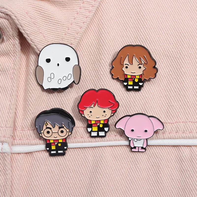 

Cartoon Brooch Harries Potter Souvenirs Anime Peripherals Hermione Dobby Backpack Accessories Decoration Kids Toys Gifts