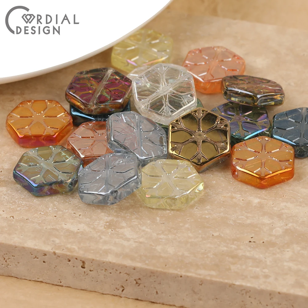 Cordial Design 15*16MM 200pcs Aurora Effect/DIY Glass Bead/Carving Effect/Hand Made/Geometry Shape/Jewelry Findings & Components - cordial
