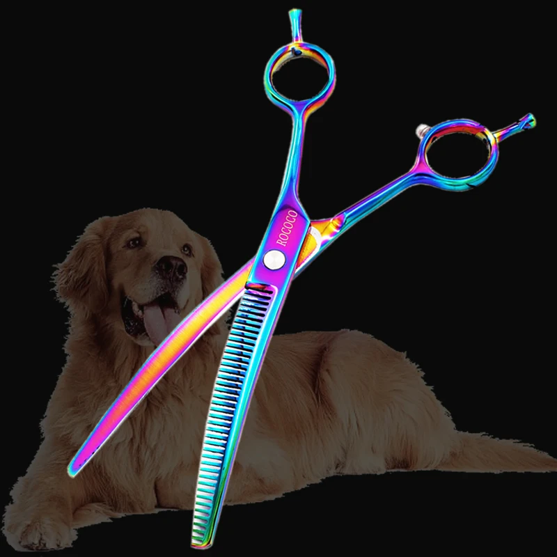 Dogs Downward Curved Thinning Scissors Professional Dog Shark Thinning Shears for Pet Grooming 9CR Steel Clipper Hair Cut Tools