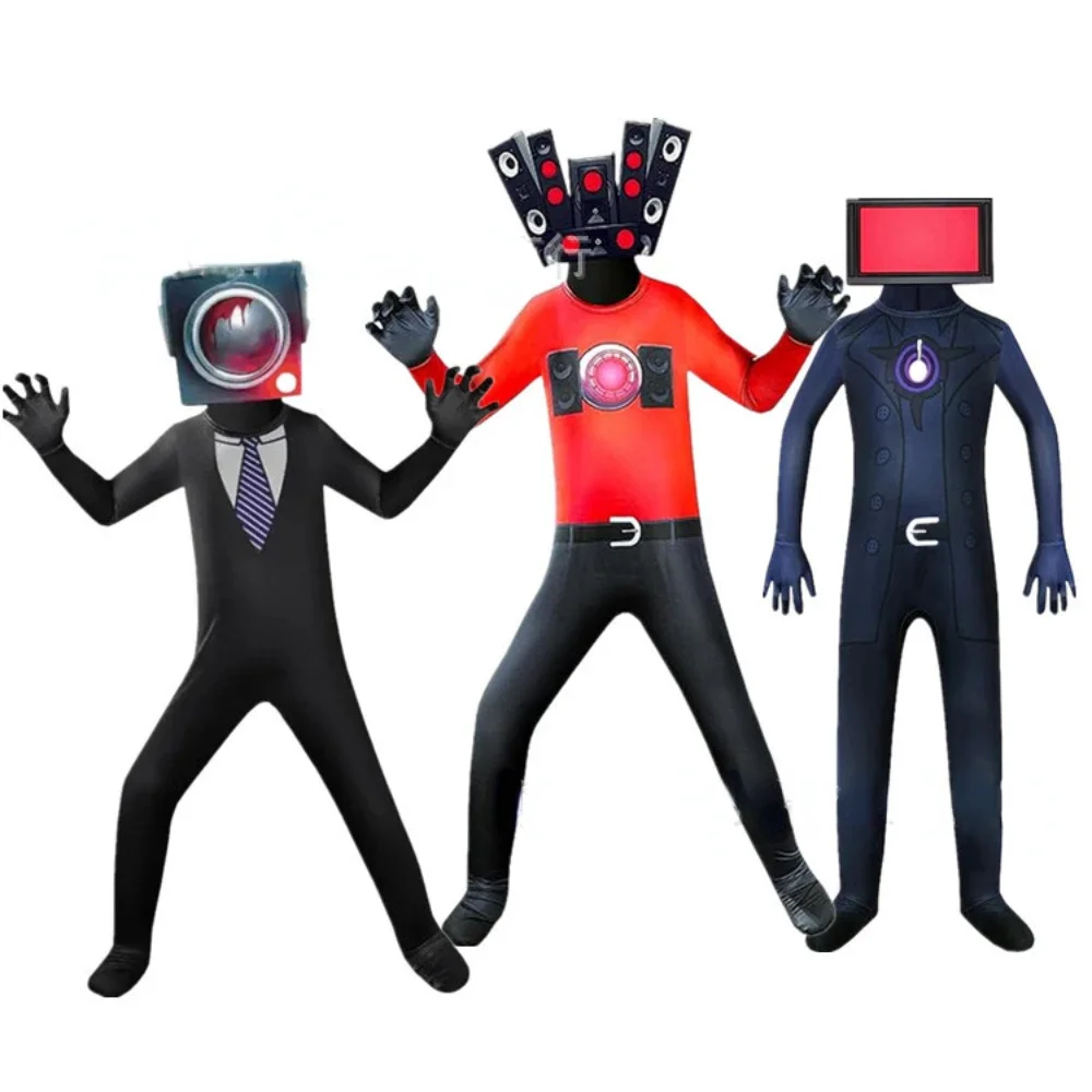 

Skibidi Toilet Cosplay Costume Game Speaker Jumpsuit Tv Man Camcorderman Bodysuit Mask for Adult Halloween Carnival Roleplay