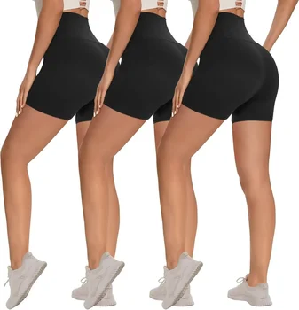 3 Pack Biker Shorts for Women – 8"/5"/3" High Waisted Tummy Control Workout Yoga Running Athletic Shorts