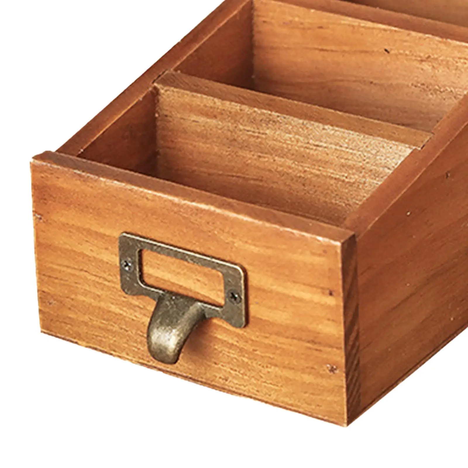 Wooden Desktop Organizer Office Supplies Storage Case with Grids Remote Control Caddy Holder Makeup Brush Holder for Desktop