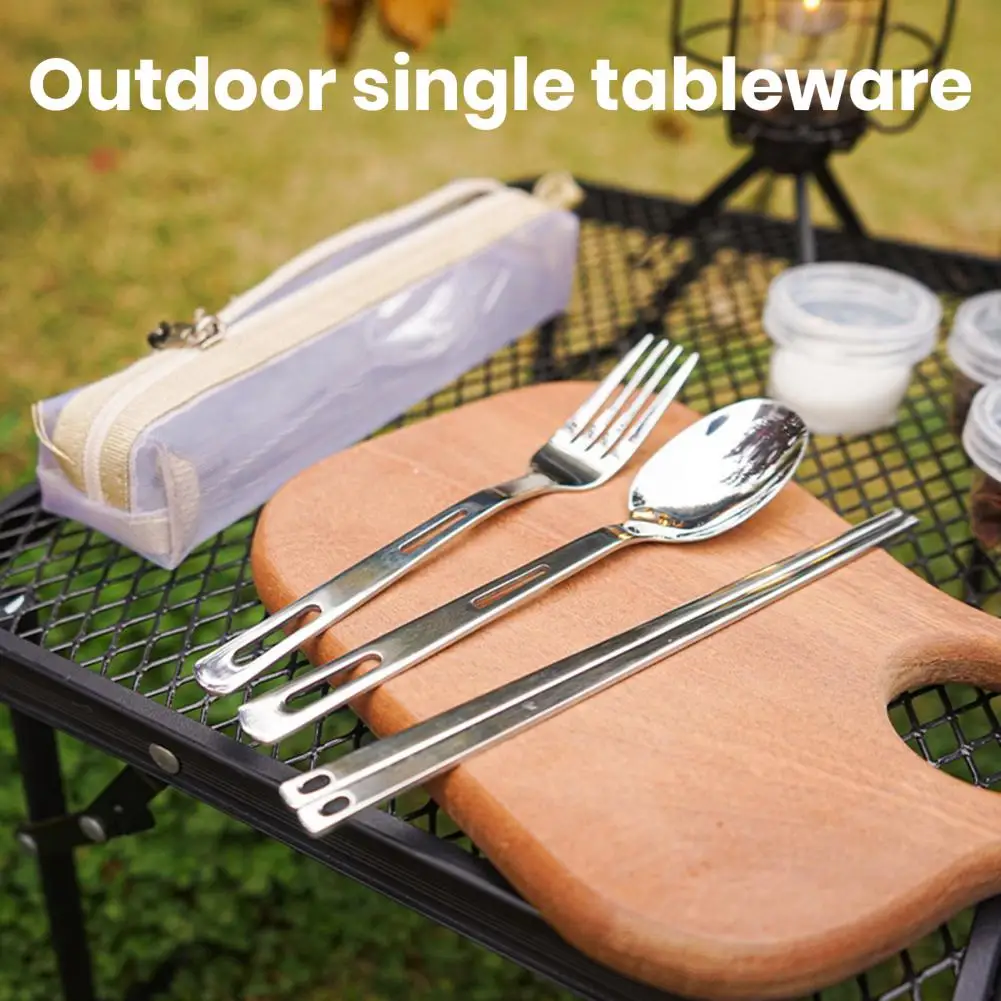 

Camping Cutlery Practical Easy to Carry Reusable Traveling Portable Single Person Cutlery Set Daily Use