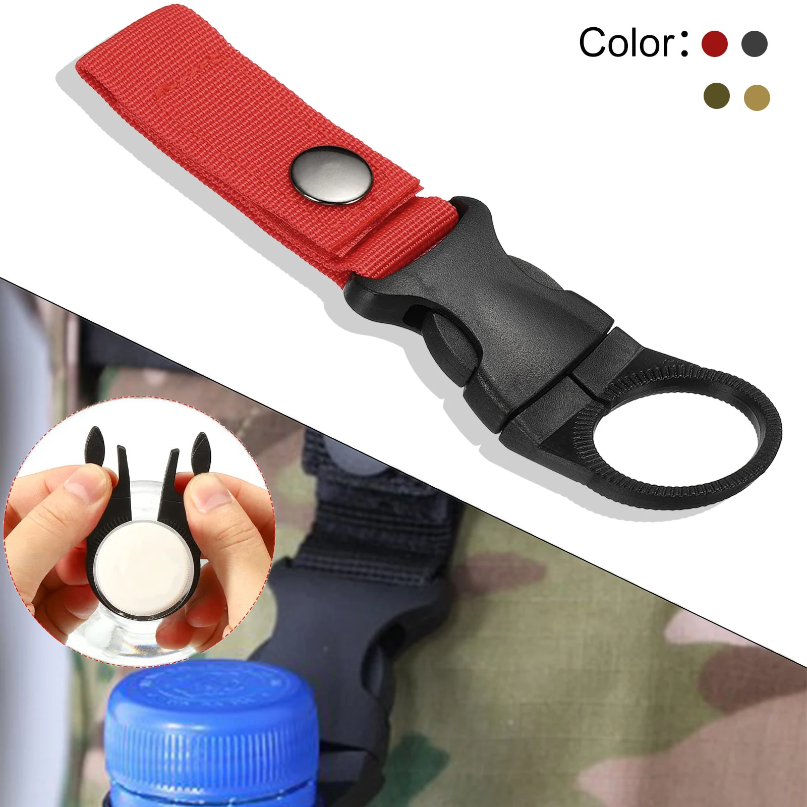 Bottle Hanger Clip Water Bottle Ring Holder Durable Portable Hook Carabiner for Backpack Belt Outdoor Camping, Hiking