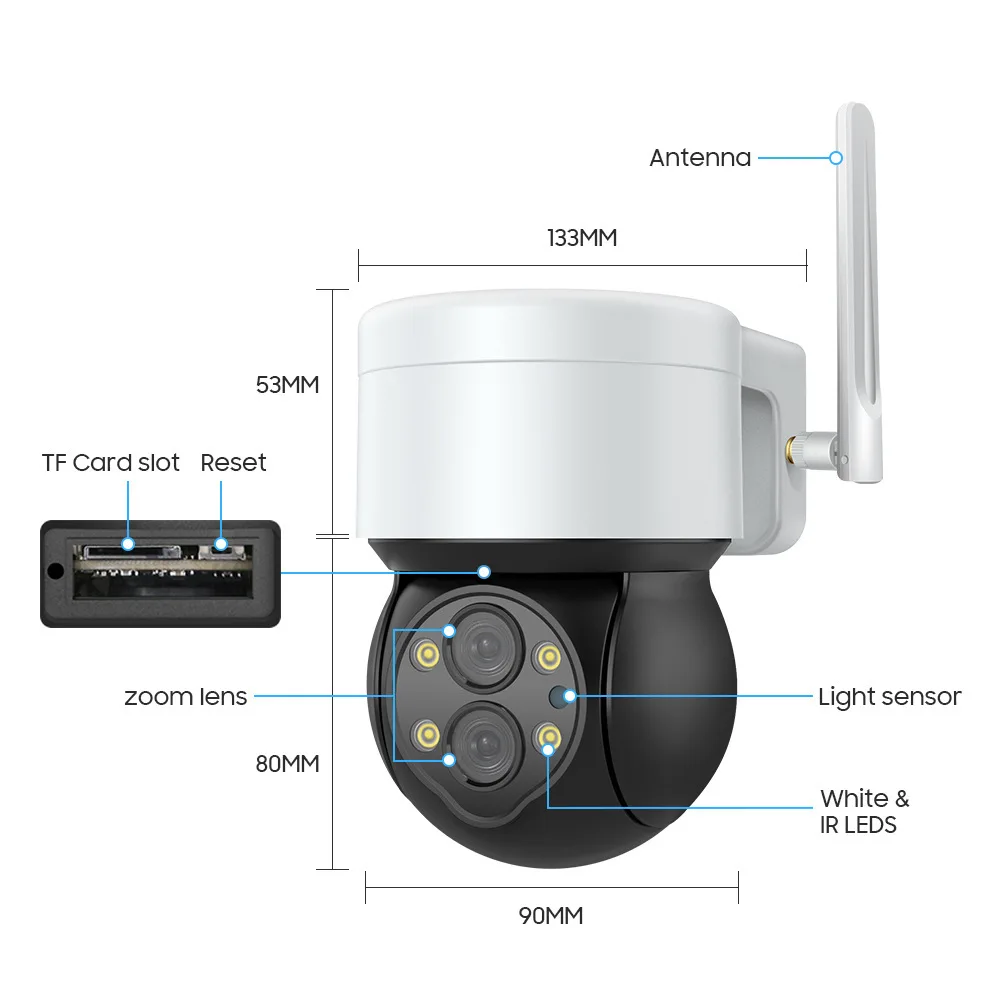 

4MP UHD 10X Zoom Dual Lens Far&Short Focal PTZ IP Dome Camera AI Humanoid Detection Full Color Security CCTV Baby Monitor