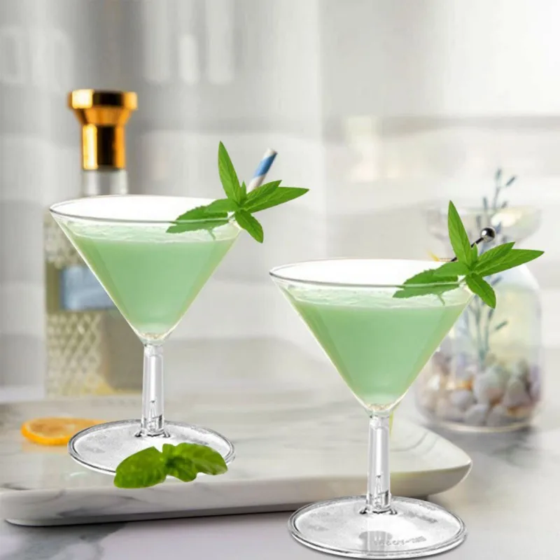 Plastic Disposable Cup 60ml Martini Glasses Ice Cream Cup Home Christmas Party Cocktail Wine Champagne Standing Cups 12pcs/set
