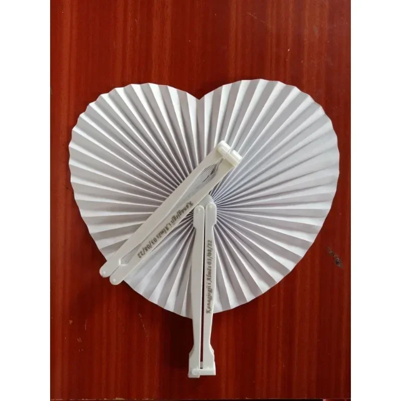 Paper Fan Custom Folding 15/20/30/110 Pieces Heart Shaped Plastic Handles for Weddings Souvenirs Parties