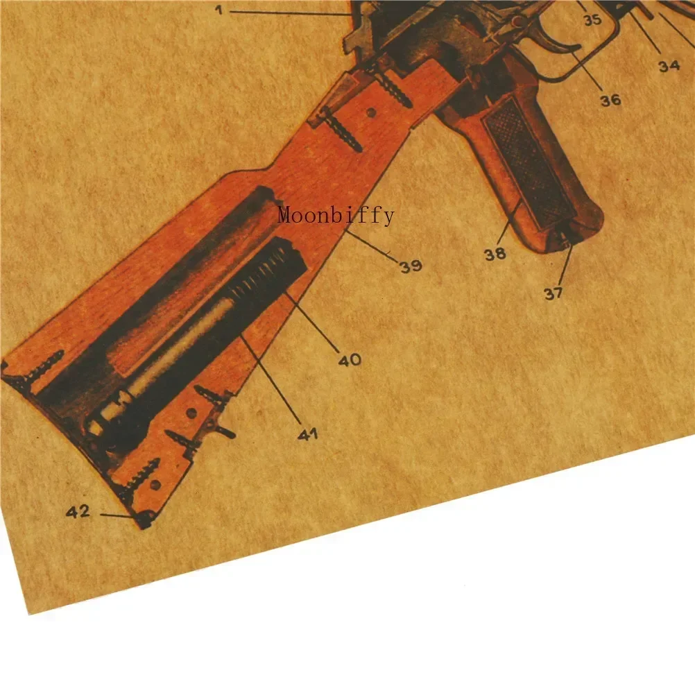 Wall Stickers Home Decor Posters Vintage Poster Maps AK-47 Kraft Paper Paint