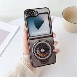 Magnetic Bling Glitter Case with Gyroscope Stand and Plating Shockproof Design - Galaxy Z Flip4 (SF Black)
