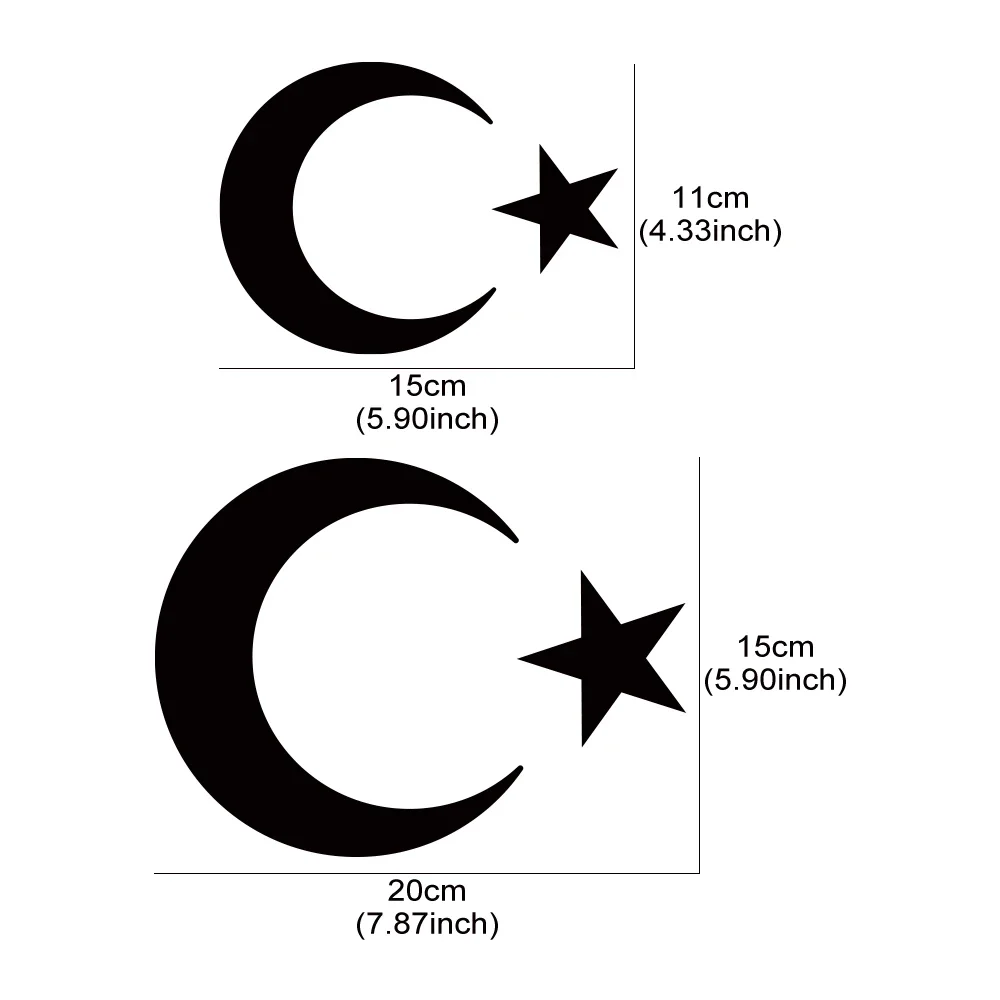 Turkish Flag Moon And Stars Car Sticker Scratch Resistant Vinyl Decals Truck Body Bumper Rear Window Auto Decoration Accessories