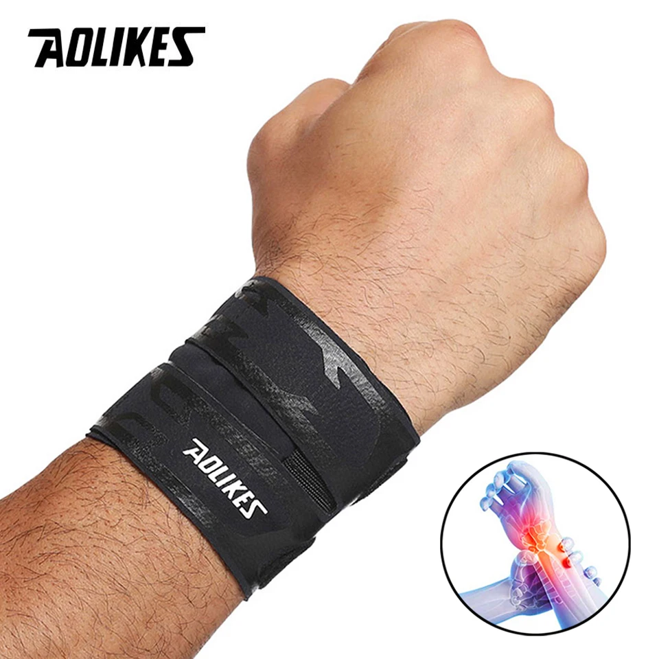 AOLIKES-스포츠 압축 손목 받침대 1 개, 농구 배드민턴 용 얇은 통기성 조절 가능한 핸드 랩 지원 손목 밴드