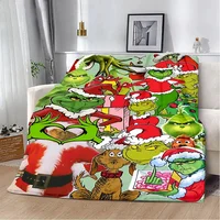 Christmas Printed Blanket Picnic Blankets Warm Blanket S-StoleS Soft Comfortable G-GrincS Blanket Home Travel Birthday Gift 1