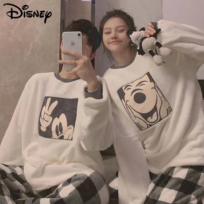 Disney pijama de felpa de Mickey Mouse para hombre, ropa de dormir de