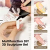 PUENTE 15ML Clear 3D No Wipe Sculpture Gel Nail Polish 3D Chrome Nail Art Designs Rhinestone Glue Modeling Soak Off Nail Art Gel 4