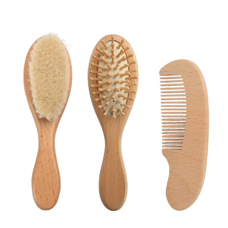 Baby Hairbrush Newborn Wooden Comb Natural Wool Brush Infant Head Massager  Bath Brush Kids Comb Birth/Baptism Baby Shower Gift - AliExpress