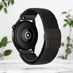 Fashion Magnetic Nylon Strap - Elegant Replacement Band, 18/20/22mm Adjustable Size - 19mm (Black)