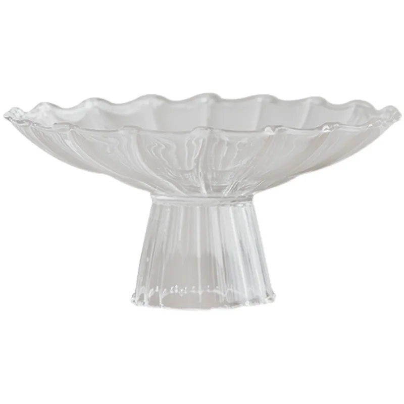 High Borosilicate Glass Fruit Bowl Home Transparent Candy Snack Tray Living Room Decoration Modern Home Decoration Plate