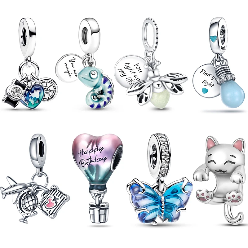Silver Jewelry 925 Sterling Silver Luminous Firefly Camera Charms Fits Pandora Bracelet Women Pendant Beads DIY Gift