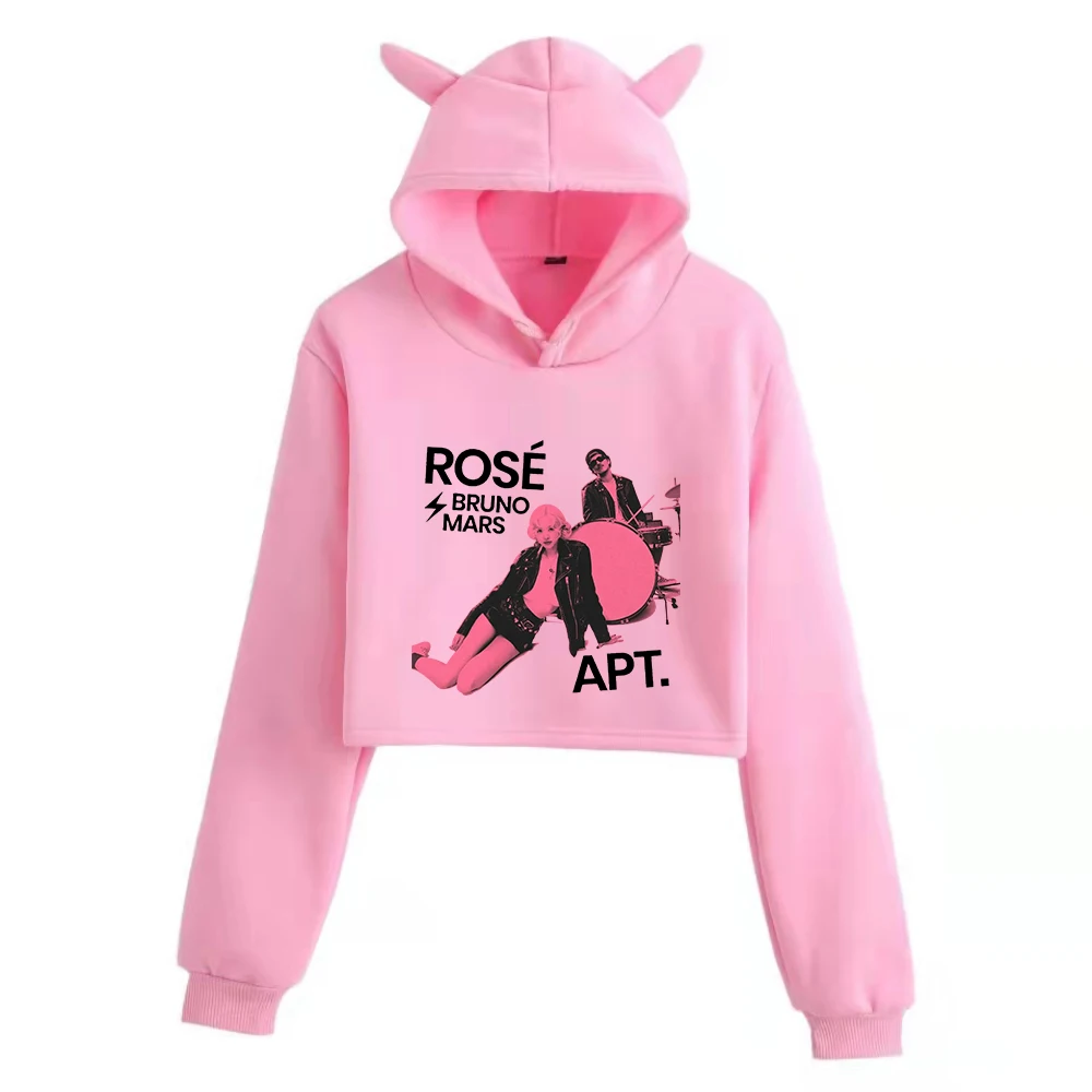 Rose Rosie APT. Bruno Mars Cat Ears Long Sleeve Crop Tops Girls Fashion Hoodie 4
