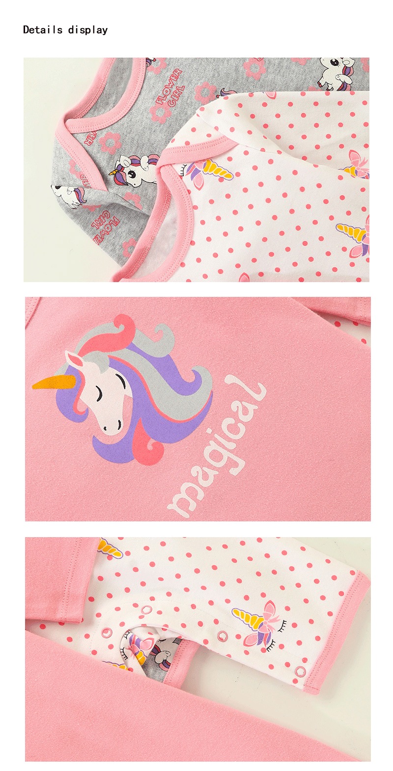 Ircomll Baby Junge Mädchen 3er-Pack Strampler Langarm Strampler Baumwolle Overalls Cartoon Streifen Polka Dot Bequeme Overalls Kleidung – Detail 8