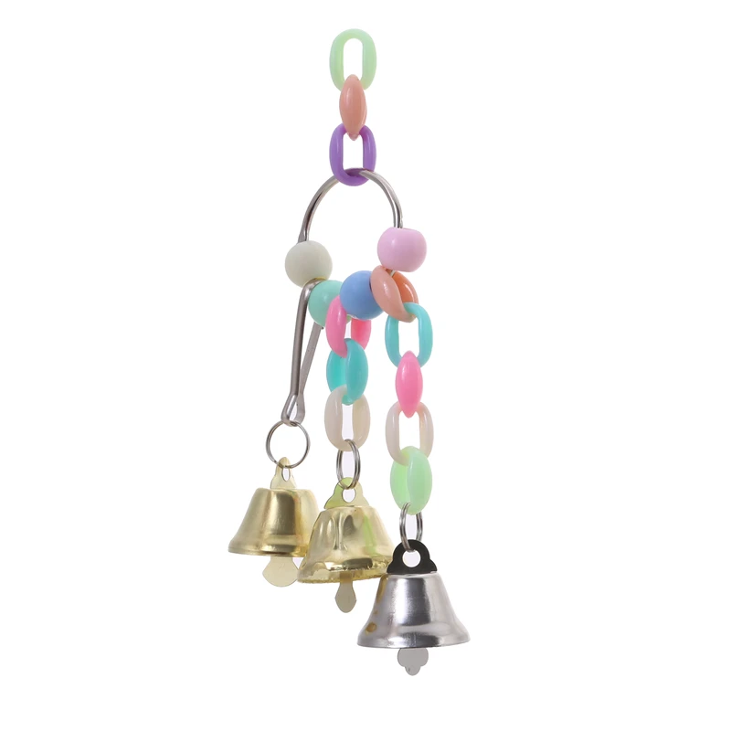5Pcs Parrot Bite Toy Bird Ring Bell Parrot Hanging Swing Chain Toy Parakeet Chew Swings With Hanging Bells Bird Accessories