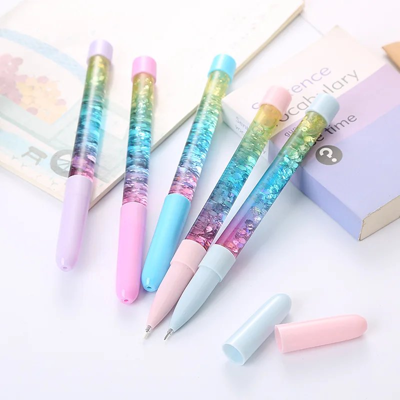

Kawaii quicksand Gel Pens 0.5mm Black Ink Creative Signature Promotional Pens aesthetic School stationery Supplies girl Gift